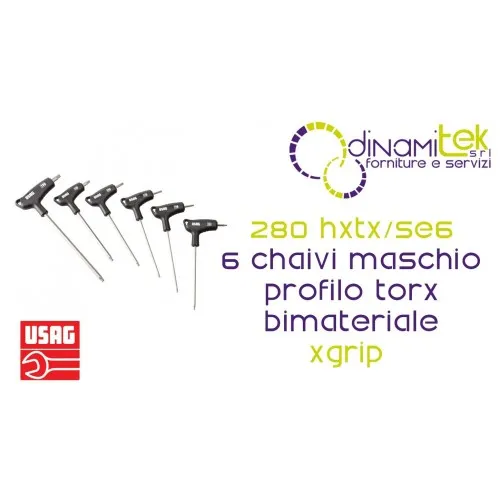 U02802450 280 HXTX/SE6 SERIE DI 6 CHIAVI MASCHIO CON PROFILO TORX® SPECIALE X-GRIP USAG E IMPUGNATURA BIMATERIALE Dinamitek 1