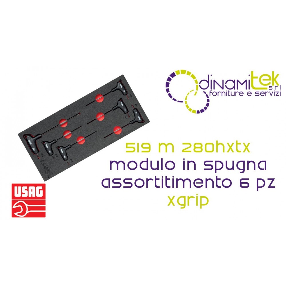U05191066 519 M 280HXTX MODULO IN SPUGNA BICOLORE ASSORTITO (6 PZ) X-GRIP USAG Dinamitek 1