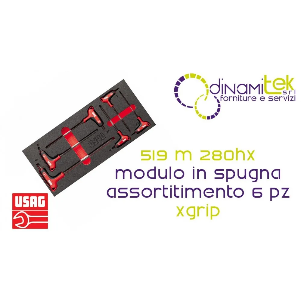 U05191064 519 M 280HX MODULO IN SPUGNA BICOLORE ASSORTITO (6 PZ) X-GRIP USAG Dinamitek 1