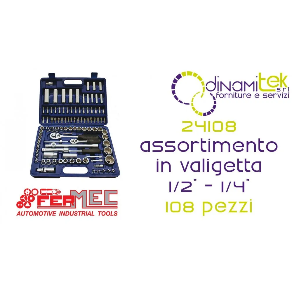 FERMEC 24108 ASSORTIMENTO IN VALIGETTA 1/2" - 1/4" 108 PEZZI Dinamitek 1