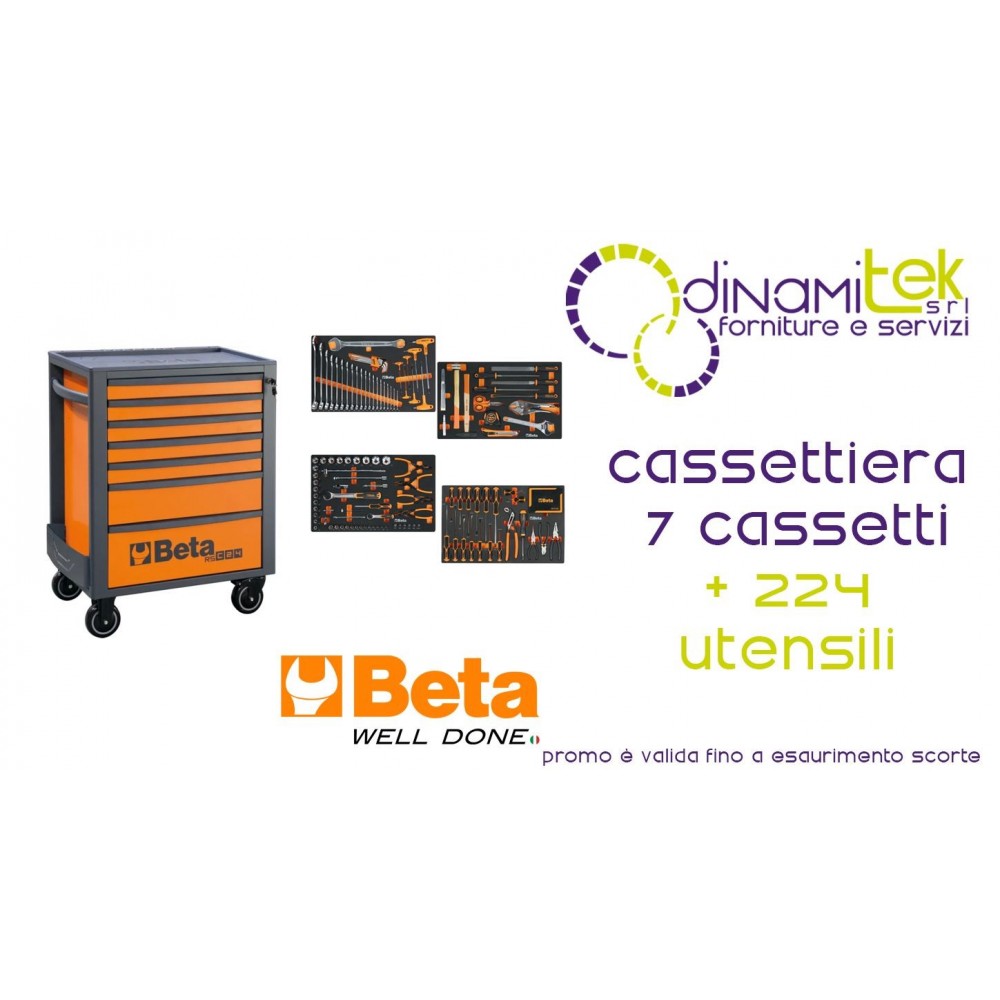 BETA 2400 RSC24-7-VIS-FO CASSETTIERA MOBILE CON SETTE CASSETTI E ASSORTIMENTO INDUSTRIA DI 224 UTENSILI Dinamitek 1