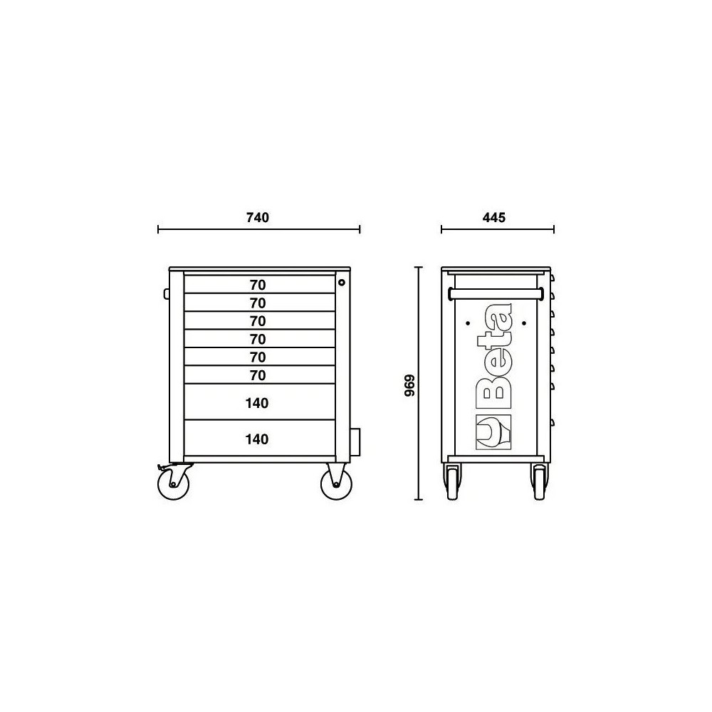 BETA 2400 RSC24-8-VIL CASSETTIERA MOBILE CON OTTO CASSETTI E ASSORTIMENTO INDUSTRIA DI 411 UTENSILI Dinamitek 4