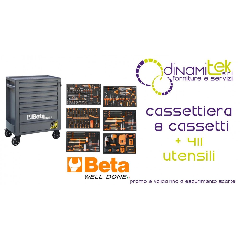 BETA 2400 RSC24-8-VIL-A CASSETTIERA MOBILE CON OTTO CASSETTI E ASSORTIMENTO INDUSTRIA DI 411 UTENSILI Dinamitek 1