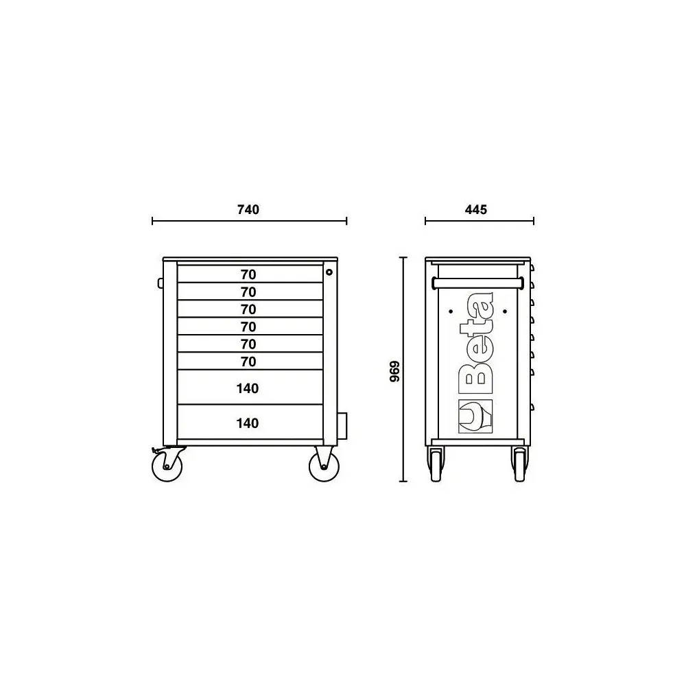 BETA 2400 RSC24-8-VIL CASSETTIERA MOBILE CON OTTO CASSETTI E ASSORTIMENTO INDUSTRIA DI 411 UTENSILI Dinamitek 4