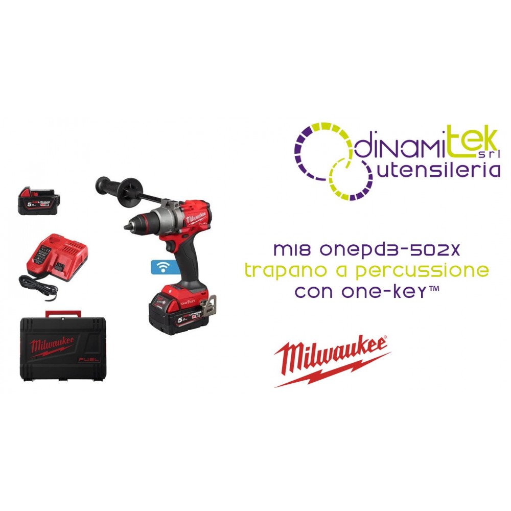 MILWAUKEE M18 ONEPD3-502X TRAPANO A PERCUSSIONE CON ONE-KEY™ Dinamitek 1