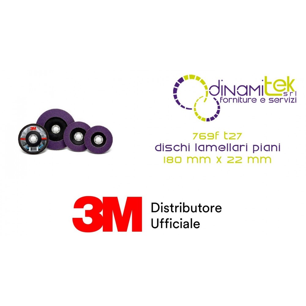 769F T27 DISCO LAMELLARE PIANO 180 MM X 22 MM 3M™ VARIE GRANE cf 5 pz Dinamitek 1