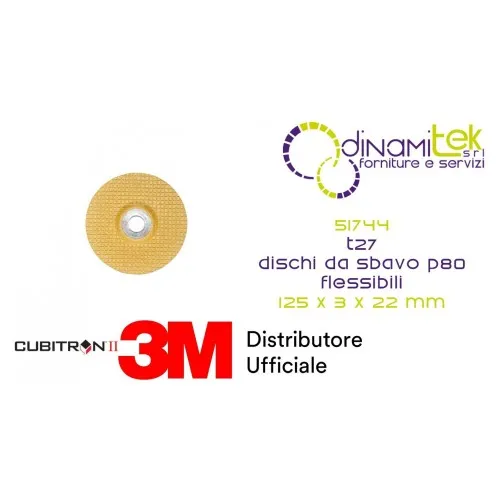 51744 T27 80+ DISCHI DA SBAVO FLESSIBILI 125 MM X 3 MM X 22 MM 3M™ CUBITRON™ II cf 50 pz Dinamitek 1