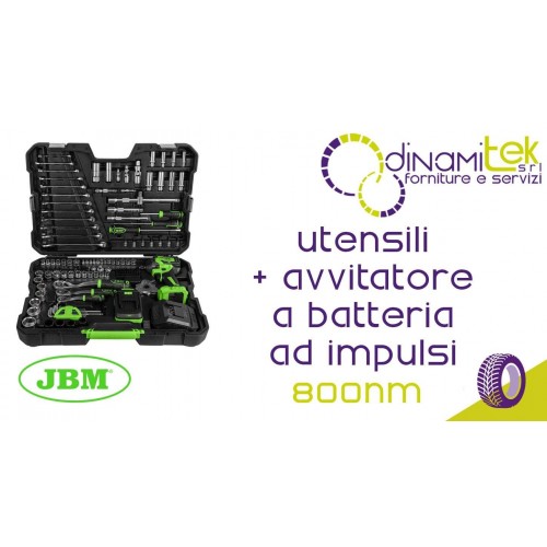 JBM 54863 VALIGETTA UTENSILI CON AVVITATORE AD IMPULSI BRUSHLESS 800Nm A BATTERIA Dinamitek 1