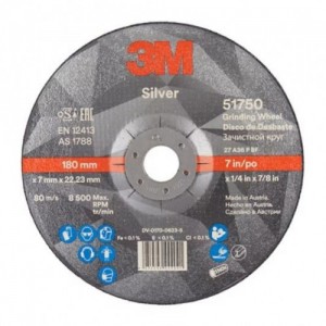 47190 SILVER T27 DISCO DA SBAVO A CENTRO DEPRESSO 180MM X 7MM X 22MM 3M™ cf 20 pz Dinamitek 2