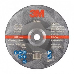  47191 51751 T27 SILVER DISCO DA SBAVO CENTRO DEPRESSO 230X7X22.23 3M Dinamitek 2