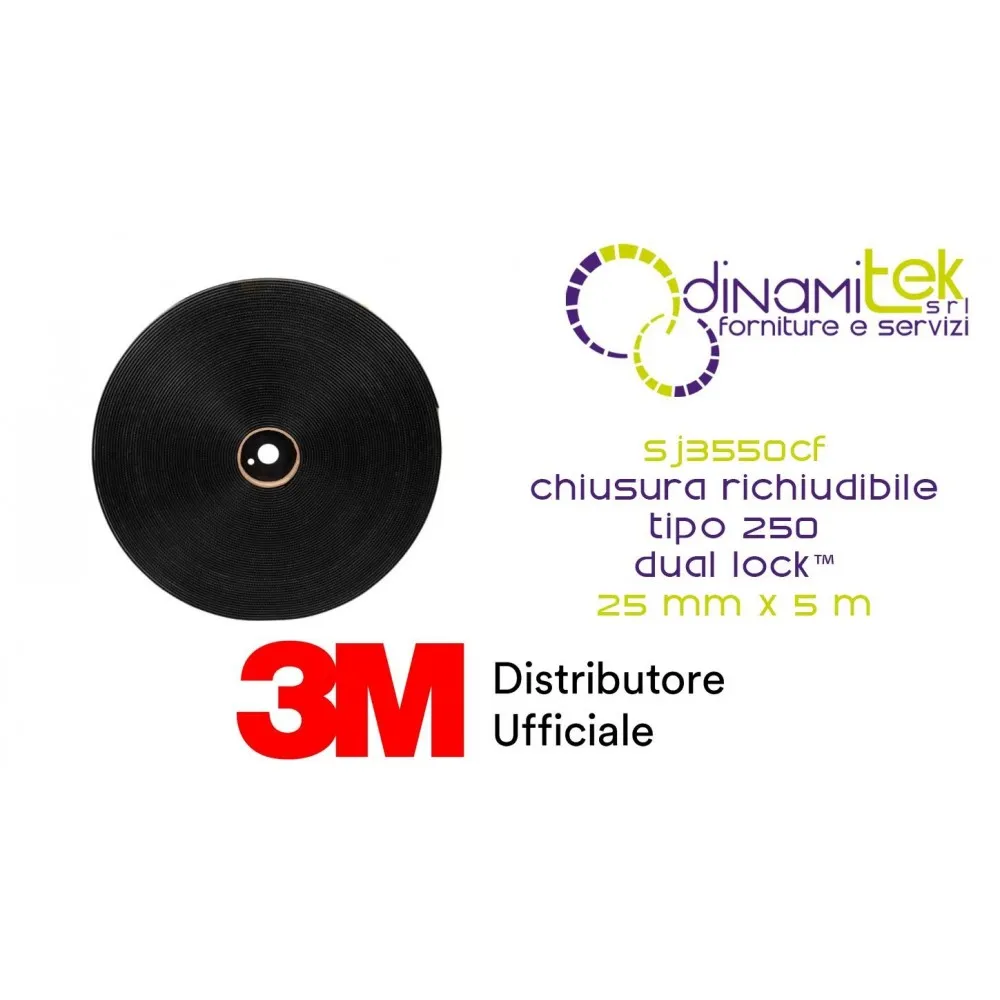 SJ3550CF CHIUSURA RICHIUDIBILE NERO 25 MM X 5 M TIPO 250 3M™ DUAL LOCK™ 1 rotolo Dinamitek 1