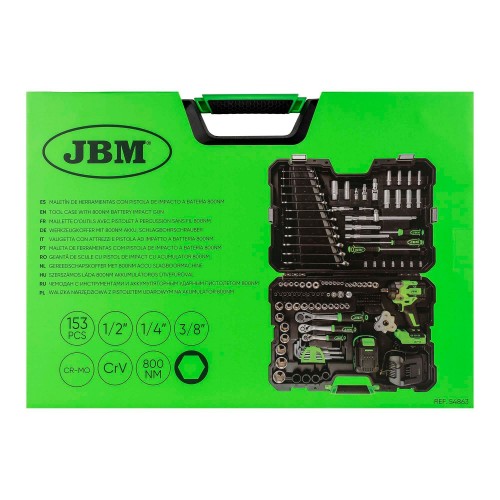 JBM 54863 VALIGETTA UTENSILI CON AVVITATORE AD IMPULSI BRUSHLESS 800Nm A BATTERIA Dinamitek 6