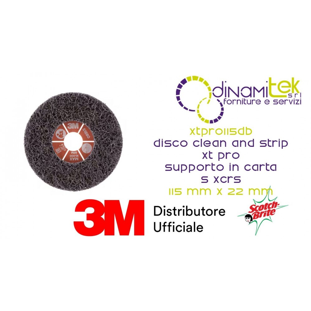 51880 XTPRO115DB DISCO CLEAN AND STRIP XT PRO CON SUPPORTO IN CARTA S XCRS 115 MM X 22 MM 3M SCOTCH-BRITE™ Dinamitek 1