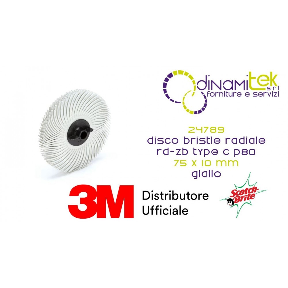 24789 DISCO BRISTLE RADIALE RD-ZB TYPE C P80 75 MM X 10 MM GIALLO 3M SCOTCH-BRITE™ cf 40 pz Dinamitek 1