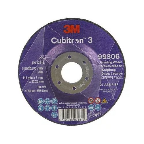 99306 T27 DISCO DA SBAVO A CENTRO DEPRESSO 36+ 115 MM X 7 MM X 22.23 MM 3M™ CUBITRON™ 3 cf 20 pz Dinamitek 2