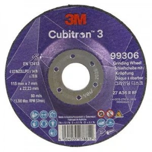99306 T27 DISCO DA SBAVO A CENTRO DEPRESSO 36+ 115 MM X 7 MM X 22.23 MM 3M™ CUBITRON™ 3 cf 20 pz Dinamitek 2