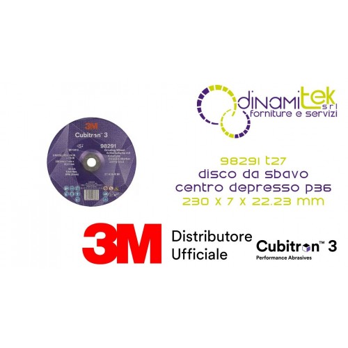98291 T27 DISCO DA SBAVO A CENTRO DEPRESSO 36+ 230 MM X 7 MM X 22.23 MM 3M™ CUBITRON™ 3 cf 10 pz Dinamitek 1