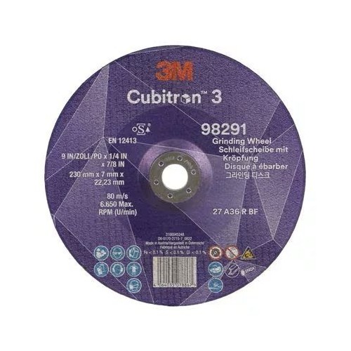 98291 T27 DISCO DA SBAVO A CENTRO DEPRESSO 36+ 230 MM X 7 MM X 22.23 MM 3M™ CUBITRON™ 3 cf 10 pz Dinamitek 2