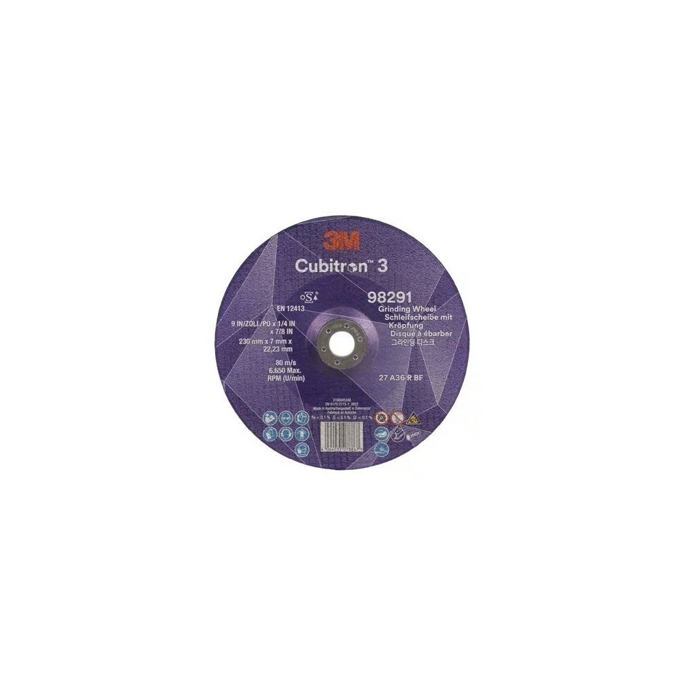 98291 T27 DISCO DA SBAVO A CENTRO DEPRESSO 36+ 230 MM X 7 MM X 22.23 MM 3M™ CUBITRON™ 3 cf 10 pz Dinamitek 2