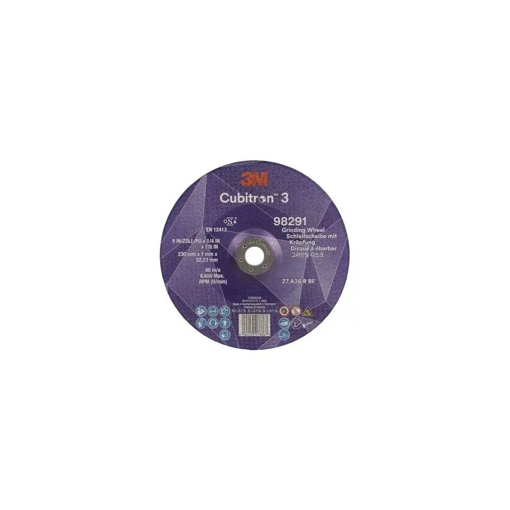 98291 T27 DISCO DA SBAVO A CENTRO DEPRESSO 36+ 230 MM X 7 MM X 22.23 MM 3M™ CUBITRON™ 3 cf 10 pz Dinamitek 2