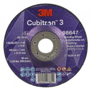 98647 T27 DISCO DA SBAVO A CENTRO DEPRESSO 36+ 125 MM X 7 MM X 22.23 MM EN 3M™ CUBITRON™ 3 cf 10 pz Dinamitek 2