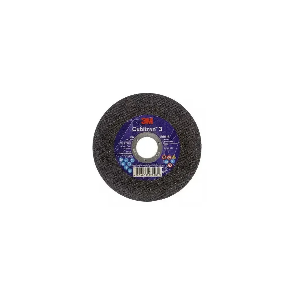 86616 T41 DISCO DA TAGLIO 60+ 115 MM X 1 MM X 22.23 MM EN 3M™ CUBITRON™ 3 cf 50 pz Dinamitek 2