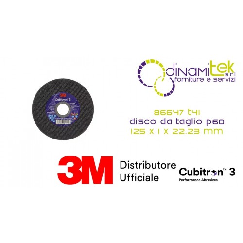 86647 T41 DISCO DA TAGLIO 60+ 125 MM X 1 MM X 22.23 MM EN 3M™ CUBITRON™ 3 cf 50 pz Dinamitek 1