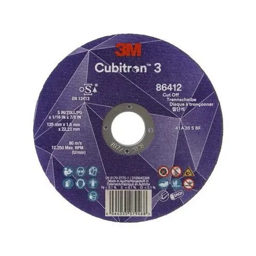 86412 T41 DISCO DA TAGLIO 36+ 125 MM X 1.6 MM X 22.23 MM EN 3M™ CUBITRON™ 3 cf 25 pz Dinamitek 2