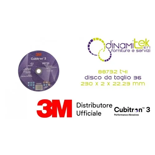 88732 T41 DISCO DA TAGLIO 36+ 230 MM X 2 MM X 22.23 MM EN 3M™ CUBITRON™ 3 cf 25 pz Dinamitek 1