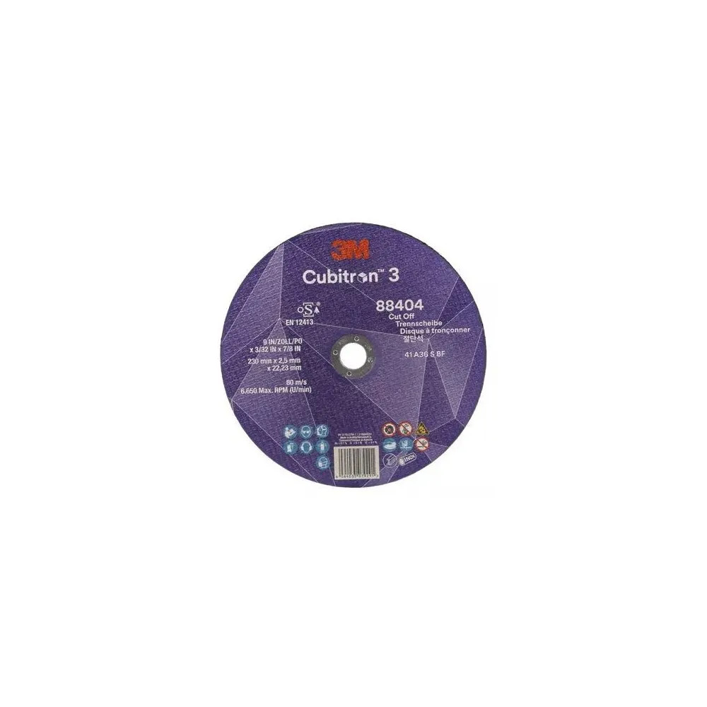 88404 T41 DISCO DA TAGLIO 36+ 230 MM X 2.5 MM X 22.23 MM EN 3M™ CUBITRON™ 3 cf 50 pz Dinamitek 2