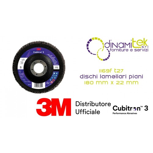 1169F T27 DISCO LAMELLARE PIATTO 180 mm x 22.23 mm 3M™ Cubitron™ 3 VARIE GRANE cf 20 pz Dinamitek 1