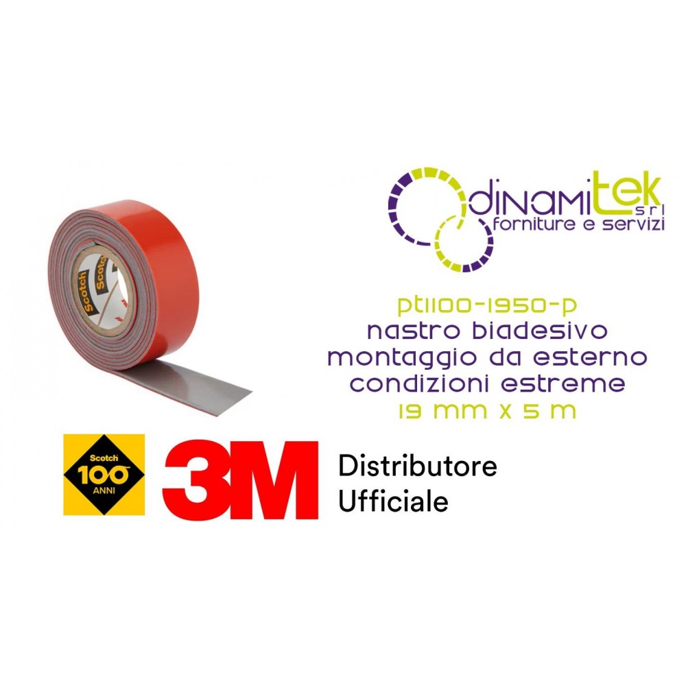 NASTRO BIADESIVO PER MONTAGGIO DA ESTERNO PER USO IN CONDIZIONI ESTREME PT1100-1950-P 19 MM X 5 M 3M SCOTCH-FIX™ Dinamitek 1