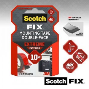 NASTRO BIADESIVO PER MONTAGGIO DA ESTERNO PER USO IN CONDIZIONI ESTREME PT1100-1950-P 19 MM X 5 M 3M SCOTCH-FIX™ Dinamitek 6
