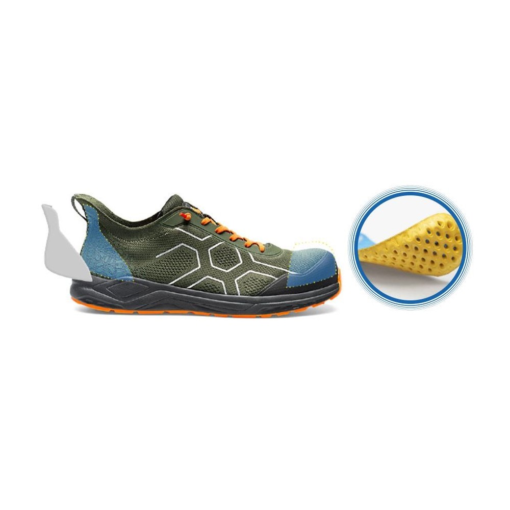 SOTTOZERO SZ500A FLEXIFLY VERDE ARANCIO SCARPA ANTINFORTUNISTICA S1PS FO SR HRO Dinamitek 5