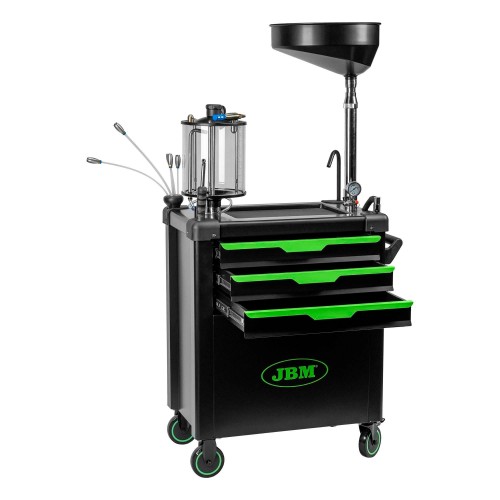 JBM 55049 CARRELLO RACCOGLITORE D'OLIO CON ASPIRAZIONE E CASSETTI Dinamitek 2