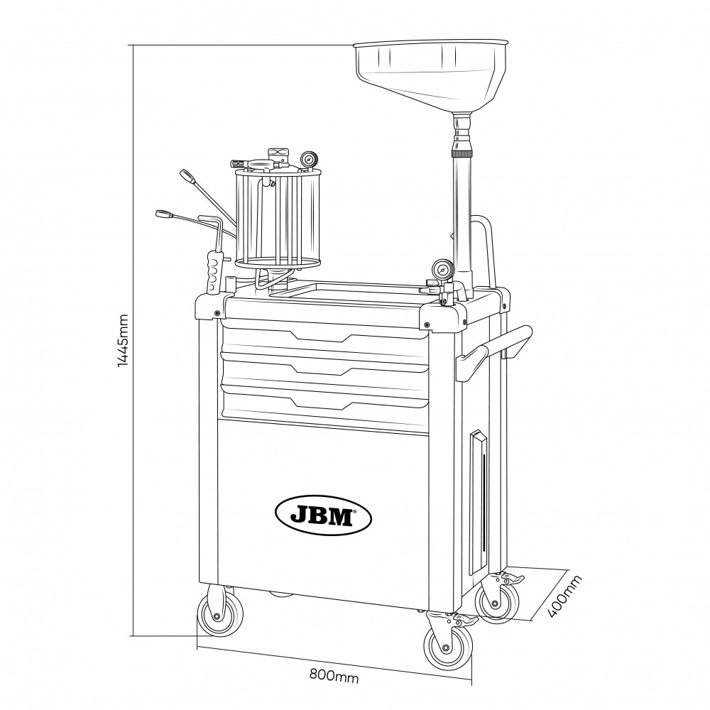 JBM 55049 CARRELLO RACCOGLITORE D'OLIO CON ASPIRAZIONE E CASSETTI Dinamitek 7