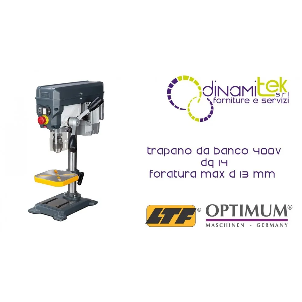 OPTIMUM 3191040 TRAPANO DA BANCO MODELLO DQ 14 FORATURA MAX d 13 mm 400V Dinamitek 1