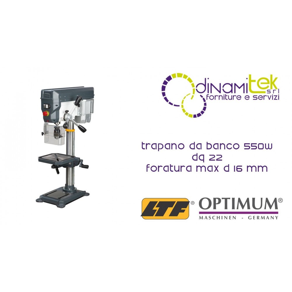 OPTIMUM 3191044 TRAPANO DA BANCO MODELLO DQ 22 FORATURA MAX d 16 mm 550W Dinamitek 1