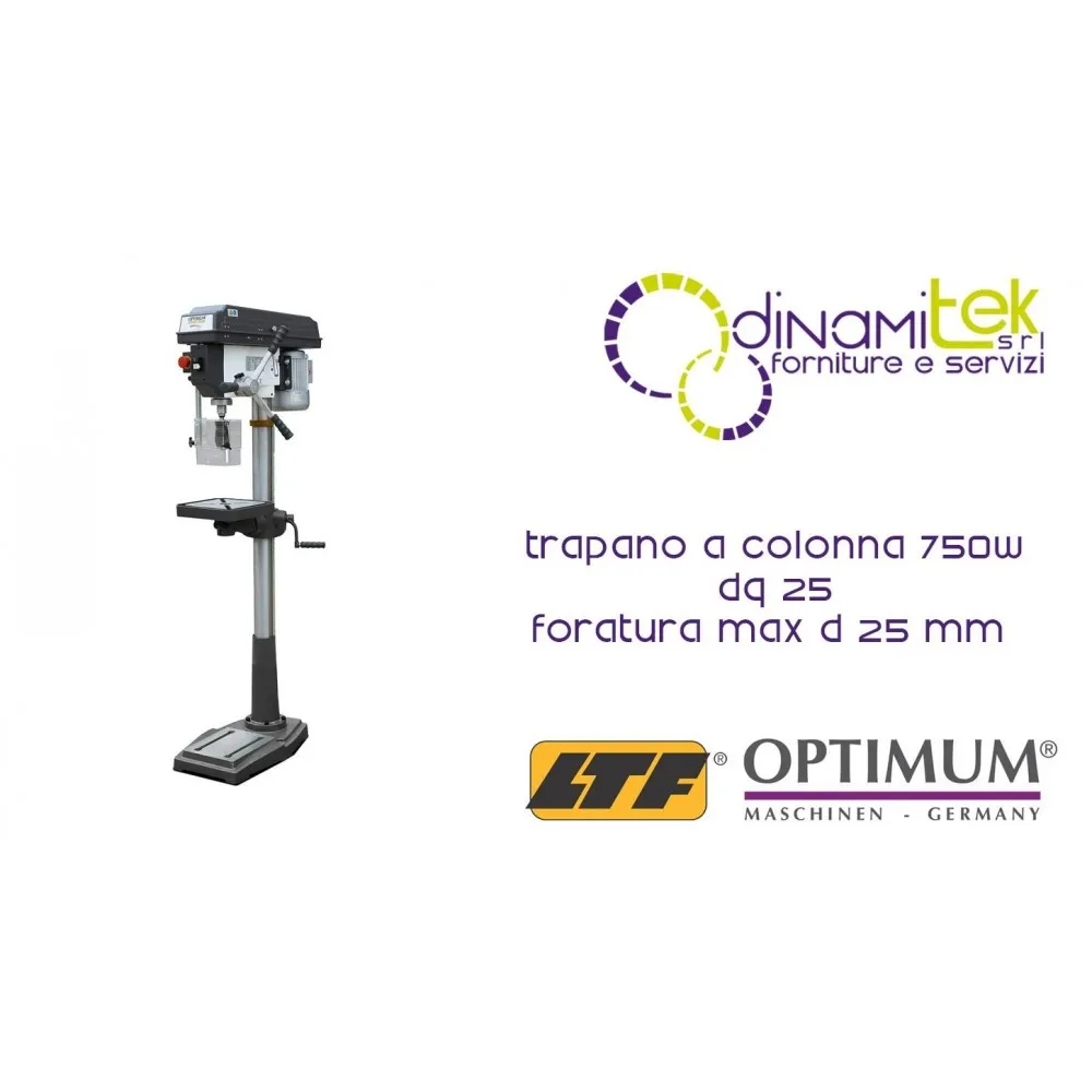 OPTIMUM 3191047 TRAPANO A COLONNA MODELLO DQ 25 FORATURA MAX d 25 mm 750W Dinamitek 1