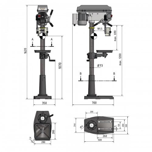 OPTIMUM 3191047 TRAPANO A COLONNA MODELLO DQ 25 FORATURA MAX d 25 mm 750W Dinamitek 5