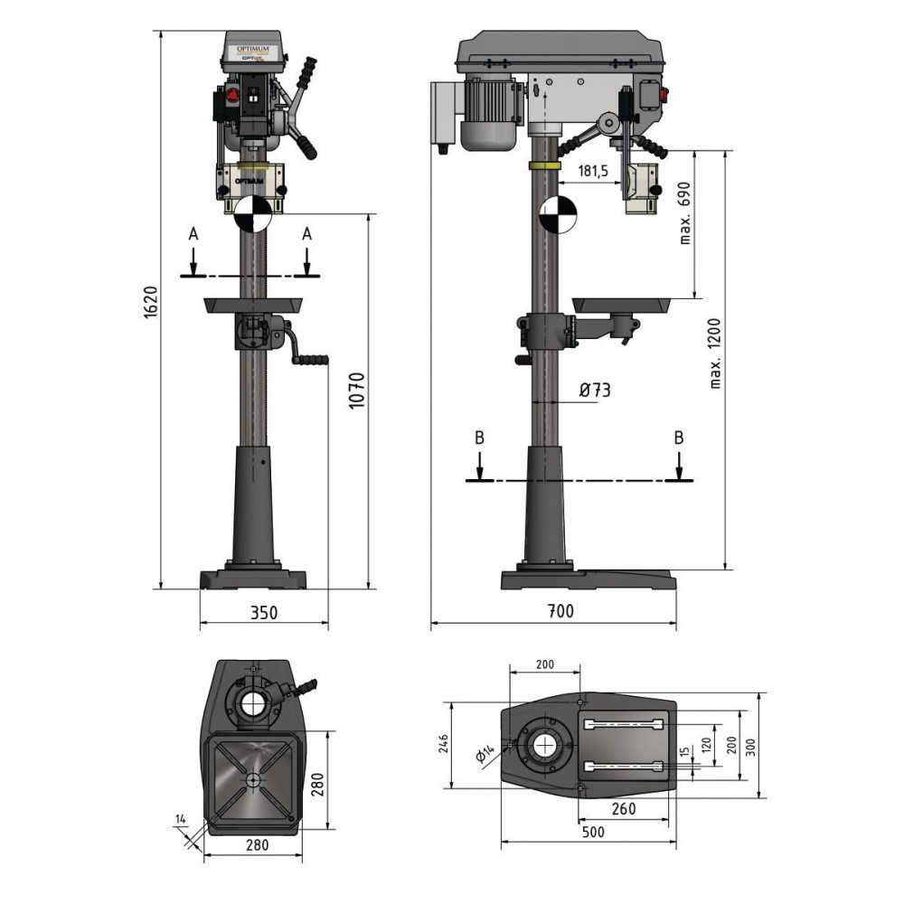 OPTIMUM 3191047 TRAPANO A COLONNA MODELLO DQ 25 FORATURA MAX d 25 mm 750W Dinamitek 5