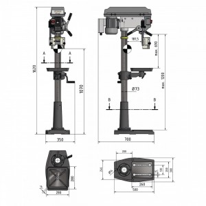 OPTIMUM 3191047 TRAPANO A COLONNA MODELLO DQ 25 FORATURA MAX d 25 mm 750W Dinamitek 5