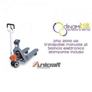 PHW 2000 WP TRANSPALLET MANUALE 2T CON BILANCIA ELETTRONICA STAMPANTE INCLUSA UNICRAFT Dinamitek 1