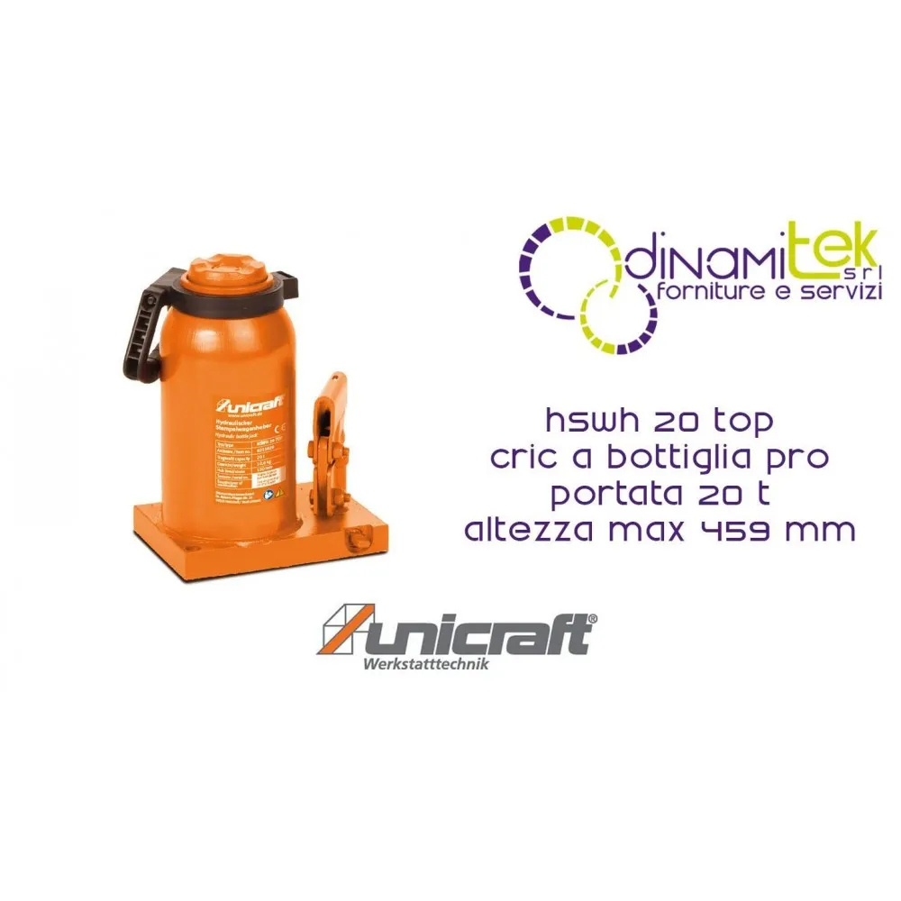 HSWH 20 TOP CRIC A BOTTIGLIA PRO PORTATA 20 T ALTEZZA MAX 459 MM UNICRAFT Dinamitek 1