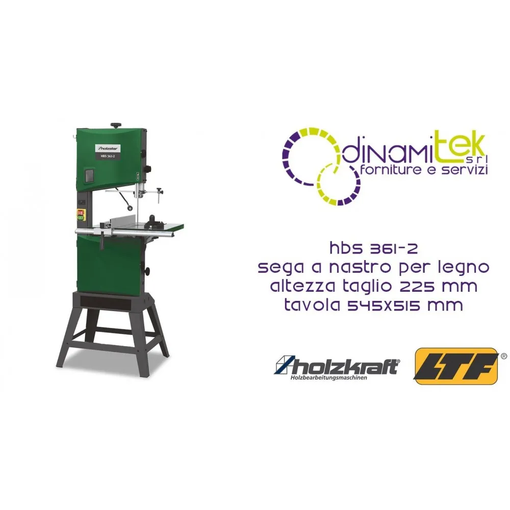 HOLZKRAFT HBS 361-2 SEGA A NASTRO PER LEGNO ALTEZZA TAGLIO 225 mm DIMENSIONI TAVOLA 545X515 mm Dinamitek 1