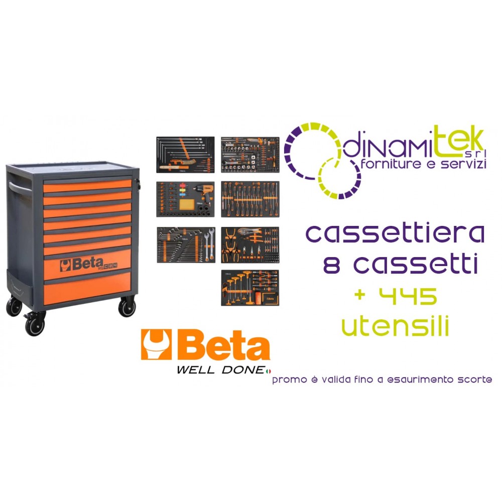 BETA 2400 RSC24/8-VAL CASSETTIERA MOBILE CON OTTO CASSETTI E ASSORTIMENTO DI 445 UTENSILI Dinamitek 1