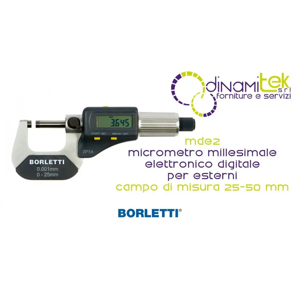 BORLETTI MDE2 MICROMETRO MILLESIMALE ELETTRONICO DIGITALE PER ESTERNI CAMPO DI MISURA 25-50 mm Dinamitek 1