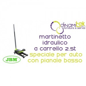 JBM 54137 MARTINETTO IDRAULICO A CARRELLO 2.5T SPECIALE PER AUTO CON PIANALE BASSO Dinamitek 1