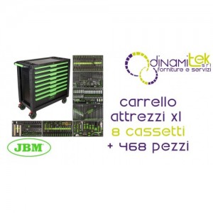 JBM 54688 CARRELLO ATTREZZI XL A 8 CASSETTI ASSEMBLATO CON 468 PEZZI Dinamitek 1