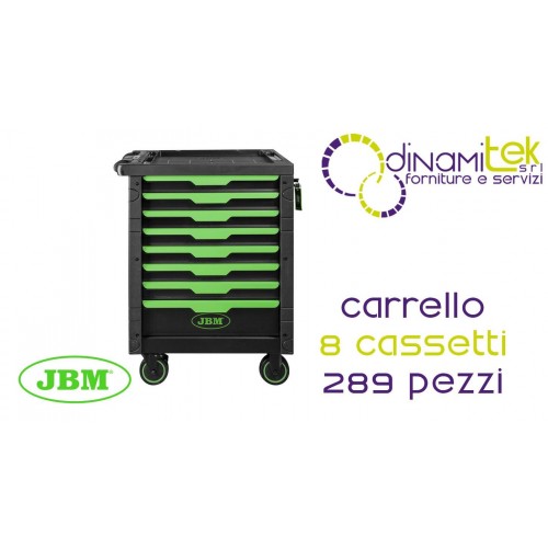 JBM 54718 CARRELLO ATTREZZI A 8 CASSETTI ASSEMBLATO CON 289 PEZZI Dinamitek 1